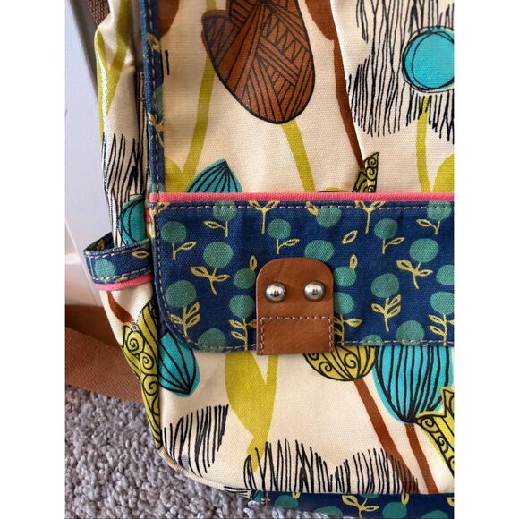 Vintage Fossil Key-Per Coated Canvas Multi-Color Floral Messenger Bag - Picture 4 of 14